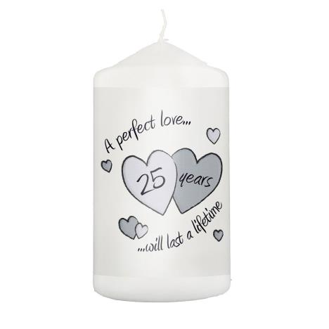 Perfect Love Silver Anniversary Pillar Candle