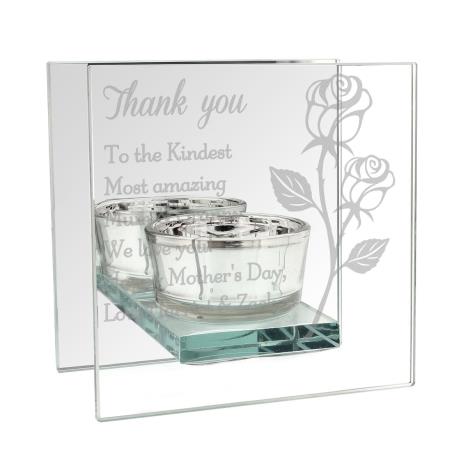 Personalised Rose Mirrored Glass Tea Light Holder  £13.49