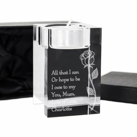Personalised Rose Glass Tea Light Holder  £20.69