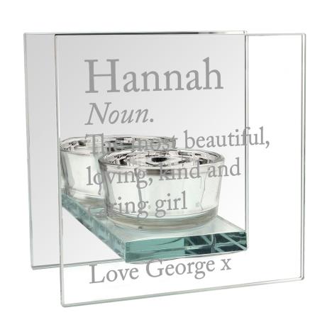 Personalised Definition Mirrored Glass Tea Light Candle Holder  £13.49