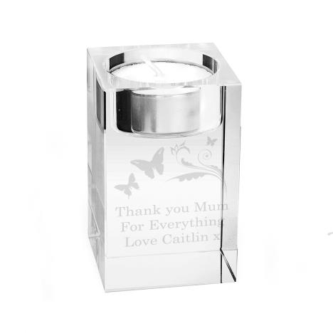 Personalised Butterfly Swirl Glass Tea Light Candle Holder  £20.69