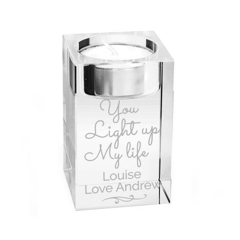 Personalised You Light Up My Life Glass Tea Light Holder  £20.69