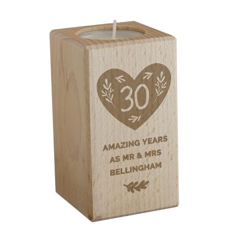 Personalised Anniversary Wooden Tealight Holder