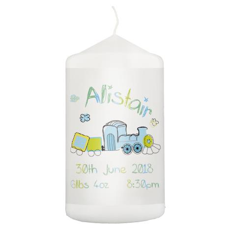 Personalised Patchwork Train Pillar Candle  £8.99