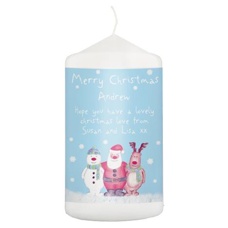 Personalised Snow Scene Christmas Pillar Candle  £8.99