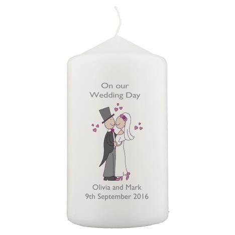 Personalised Cartoon Wedding Couple Pillar Candle  £8.99