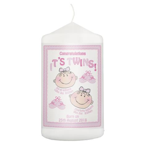 Personalised Its Twins Pink Pillar Candle  £8.99