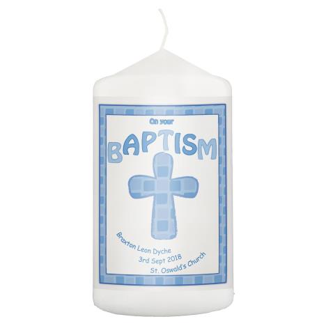 Personalised Blue Baptism Pillar Candle  £8.99