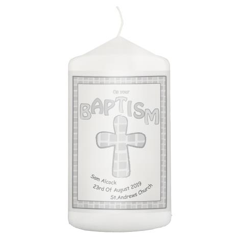 Personalised Grey Baptism Pillar Candle  £8.99