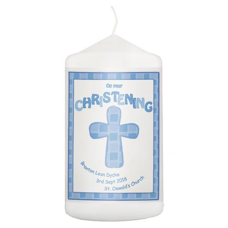 Personalised Blue Christening Pillar Candle  £8.99
