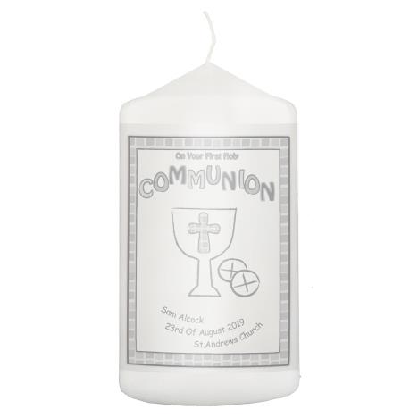 Personalised Grey First Holy Communion Pillar Candle  £8.99