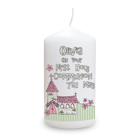 Personalised Pink 1st Holy Communion Pillar Candle  £11.69