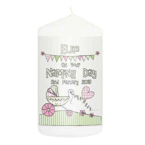 Personalised Whimsical Pram Pillar Candle  £8.99