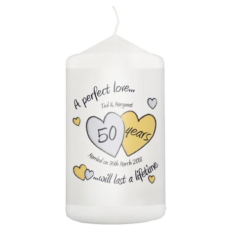 Personalised A Perfect Love Golden Anniversary Pillar Candle  £11.69