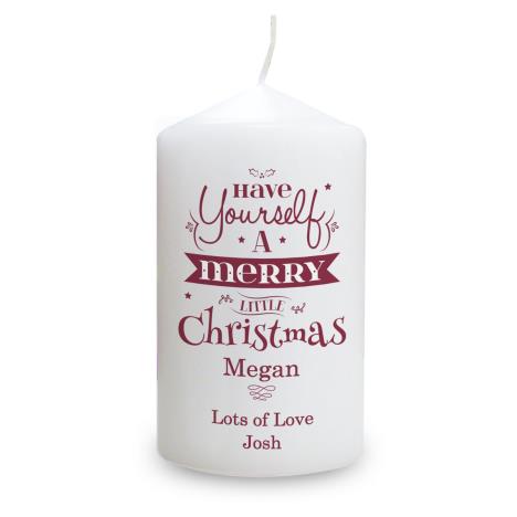 Personalised Merry Little Christmas Pillar Candle  £11.69