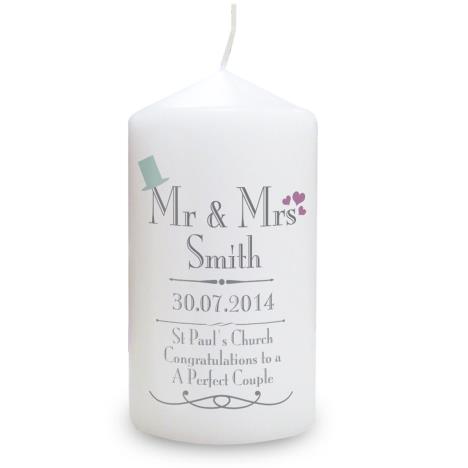 Personalised Decorative Wedding Mr & Mrs Pillar Candle  £11.69