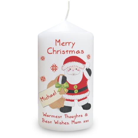 Personalised Felt Stitch Santa Pillar Candle  £8.99