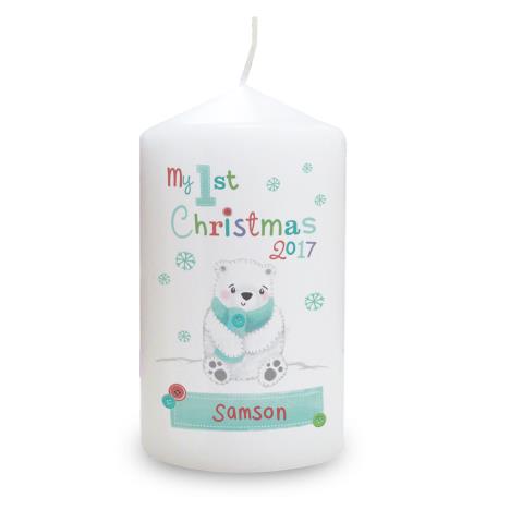 Personalised Polar Bear My 1st Christmas Pillar Candle  £8.99