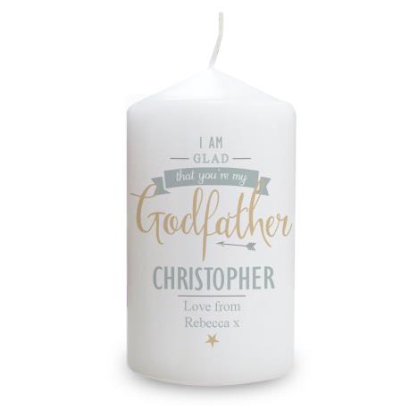 Personalised I Am Glad Godfather Pillar Candle  £8.99
