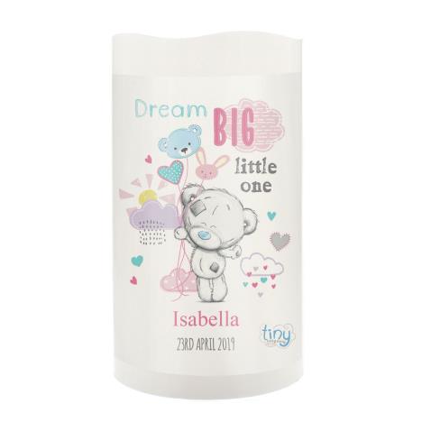 Personalised Tiny Tatty Teddy Dream Big Pink Nightlight LED Candle