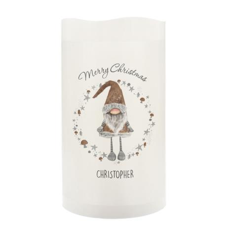 Personalised Scandinavian Christmas Gnome LED Candle