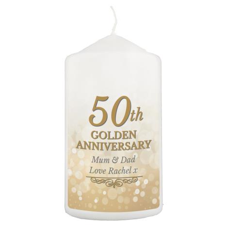 Personalised 50th Golden Anniversary Pillar Candle  £11.69