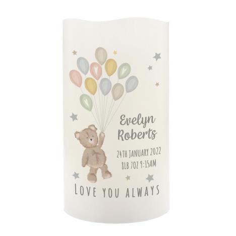 Personalised Teddy &amp; Balloons Nightlight LED Candle