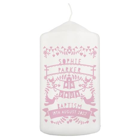 Personalised Pink Papercut Style Pillar Candle  £11.69