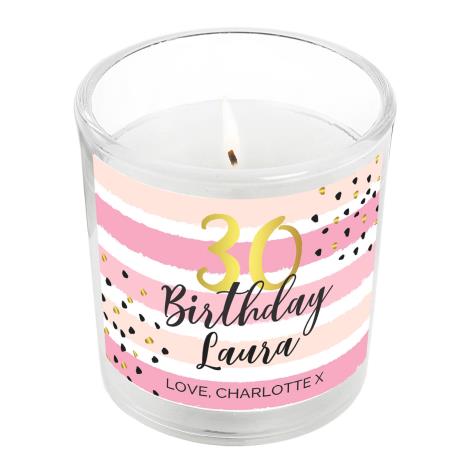 Personalised Birthday Gold and Pink Stripe Scented Jar Candle  £8.99