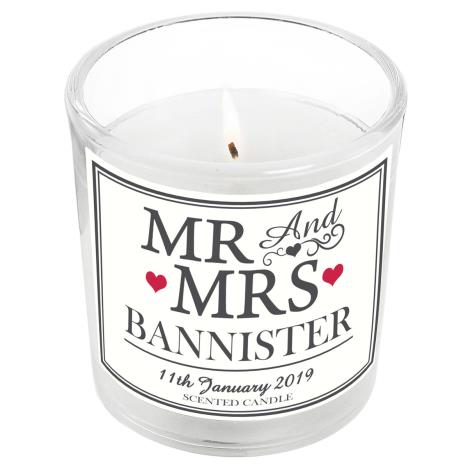 Personalised Mr &amp; Mrs Scented Jar Candle