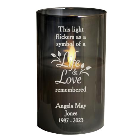 Personalised Life &amp; Love Memorial Smoked LED Candle