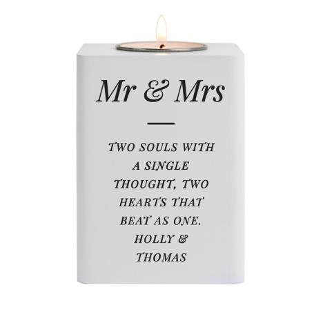 Personalised White Wooden Tea Light Holder  £13.49