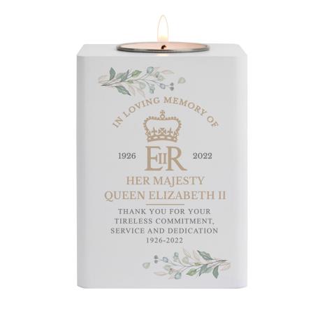 Personalised Queens Commemorative Wooden Tea Light Holder  £13.49