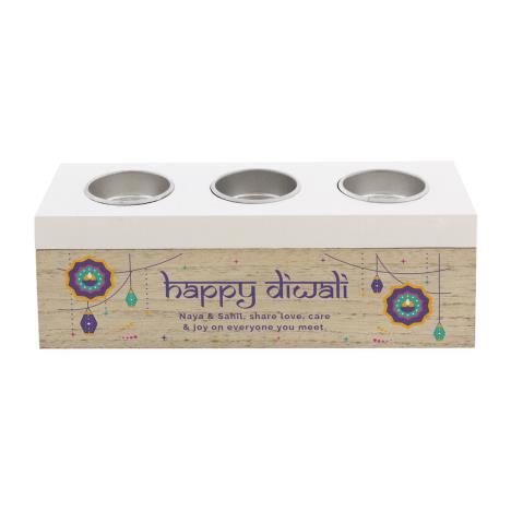 Personalised Diwali Triple Tea Light Box  £13.49
