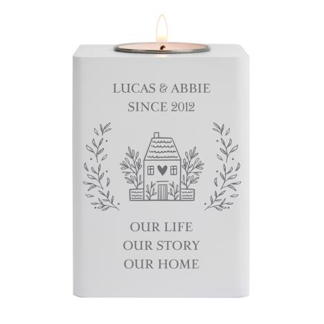 Personalised Home Wooden Tealight Holder  £13.49