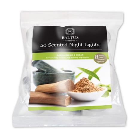 Baltus Sandalwood &amp; Cedar 8 Hour Long Burn Tealights (Pack of 20)