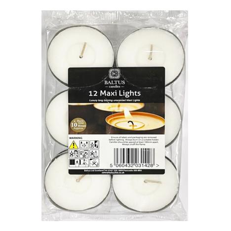 Baltus White Maxi Tealights (Pack of 12)