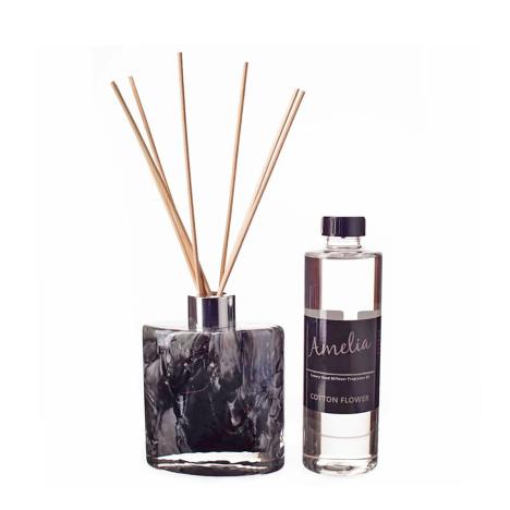 Amelia Art Glass Black Marble Small Ellipse Cylinder Reed Diffuser Gift Set   £35.99