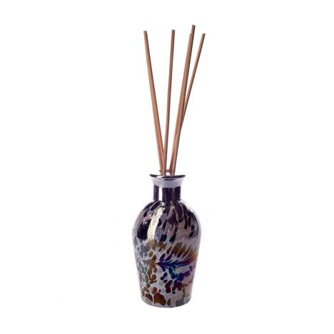 Amelia Art Glass Black, Grey &amp; White Iridescence Dome Reed Diffuser