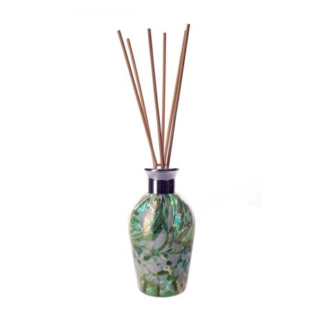 Amelia Art Glass Mint Green &amp; White Iridescence Dome Reed Diffuser