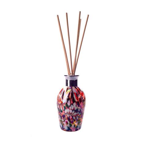 Amelia Art Glass Red, Black &amp; White Iridescence Dome Reed Diffuser