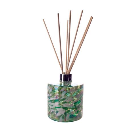Amelia Art Glass Mint Green &amp; White Iridescence Cylinder Reed Diffuser