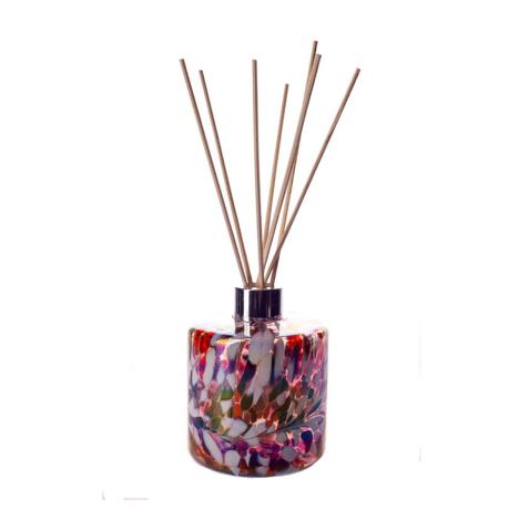 Amelia Art Glass Red, Black &amp; White Iridescence Cylinder Reed Diffuser