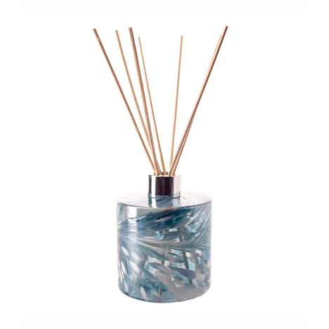 Amelia Art Glass Turquoise &amp; White Cylinder Reed Diffuser