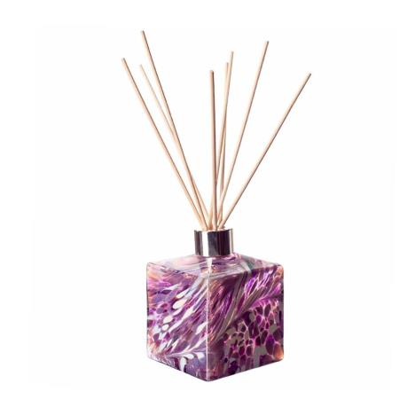 Amelia Art Glass Violet &amp; White Iridescence Square Reed Diffuser