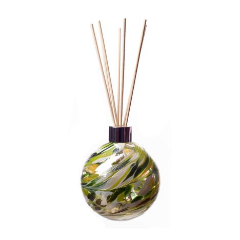 Amelia Art Glass Green, White &amp; Light Green Sphere Reed Diffuser