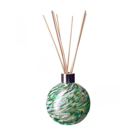 Amelia Art Glass Mint Green &amp; White Iridescence Sphere Reed Diffuser