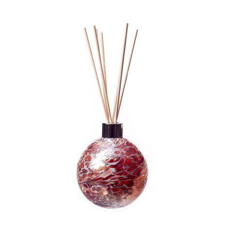 Amelia Art Glass Red &amp; White Crackle Sphere Reed Diffuser