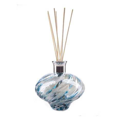 Amelia Art Glass Turquoise &amp; White Iridescence Oval Reed Diffuser