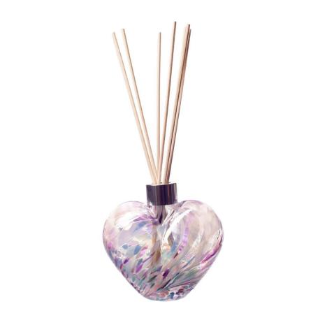 Amelia Art Glass Pink &amp; Blue Heart Reed Diffuser
